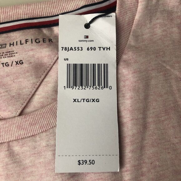 Tommy Hilfiger Men's Short Sleeve Pocket Crewneck Casual T-Shirt Heather Pink XL - Picture 12 of 14